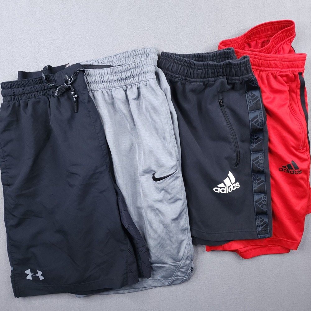 Mens Athletic Shorts Lot 4 Nike Under Armour Adidas Basketball Gym Workout Large